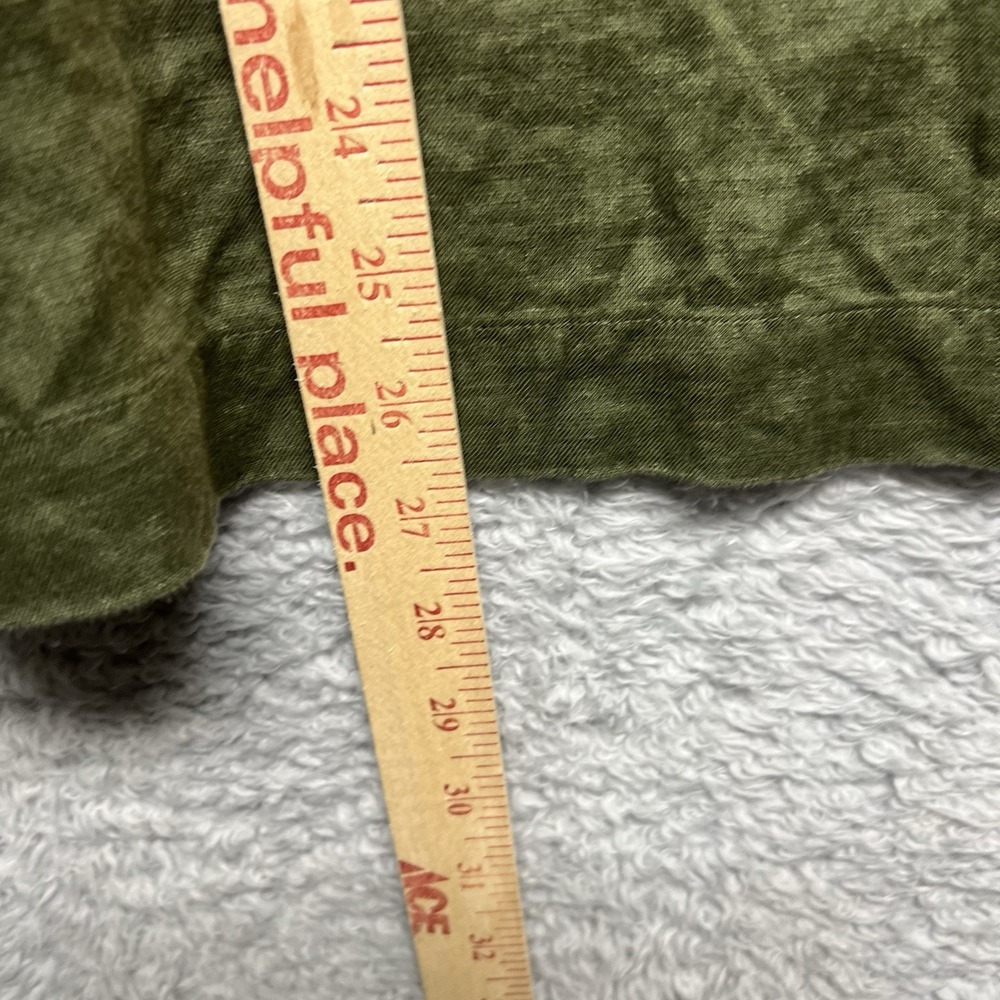 Chicos Linen Top Womens 4 US 20/22 2X Olive Green Relaxed Chest Pocket Lagenlook - Picture 9 of 9